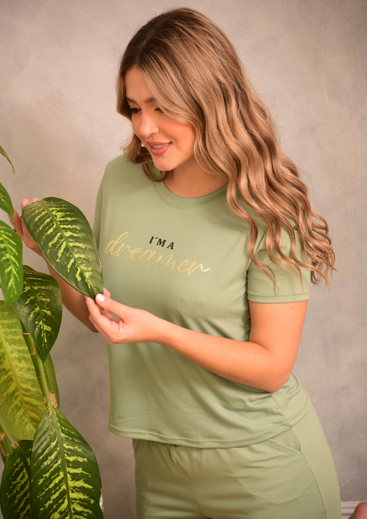 PIJAMA PANTALON UNICOLOR, REF 2187 VERDE