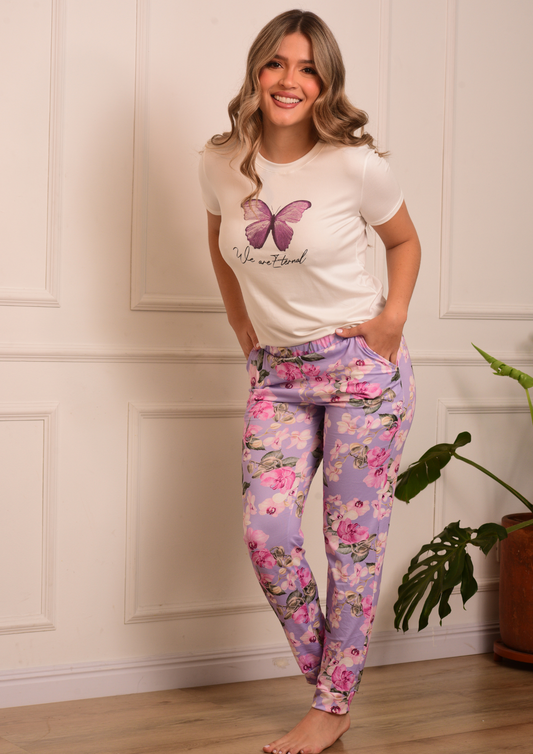 PIJAMA EN PANTALON BLUSA MARIPOSA, REF 2259
