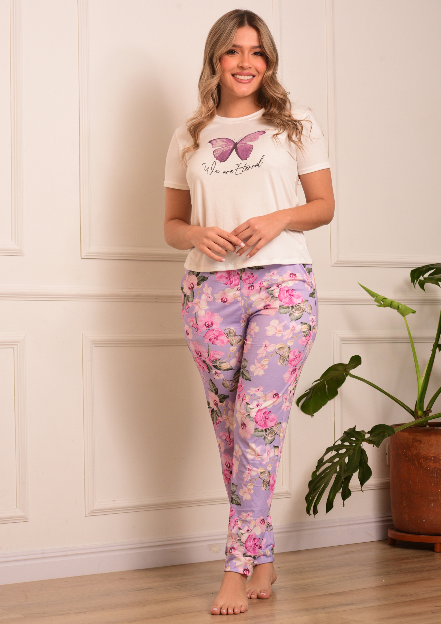 PIJAMA EN PANTALON BLUSA MARIPOSA, REF 2259