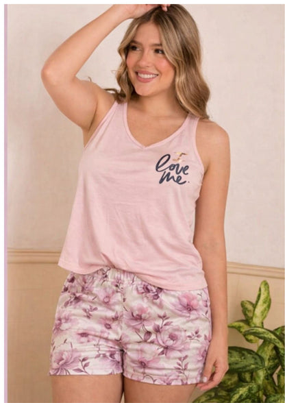 PIJAMA SHORT FLORES ESQUELETO, REF 2182