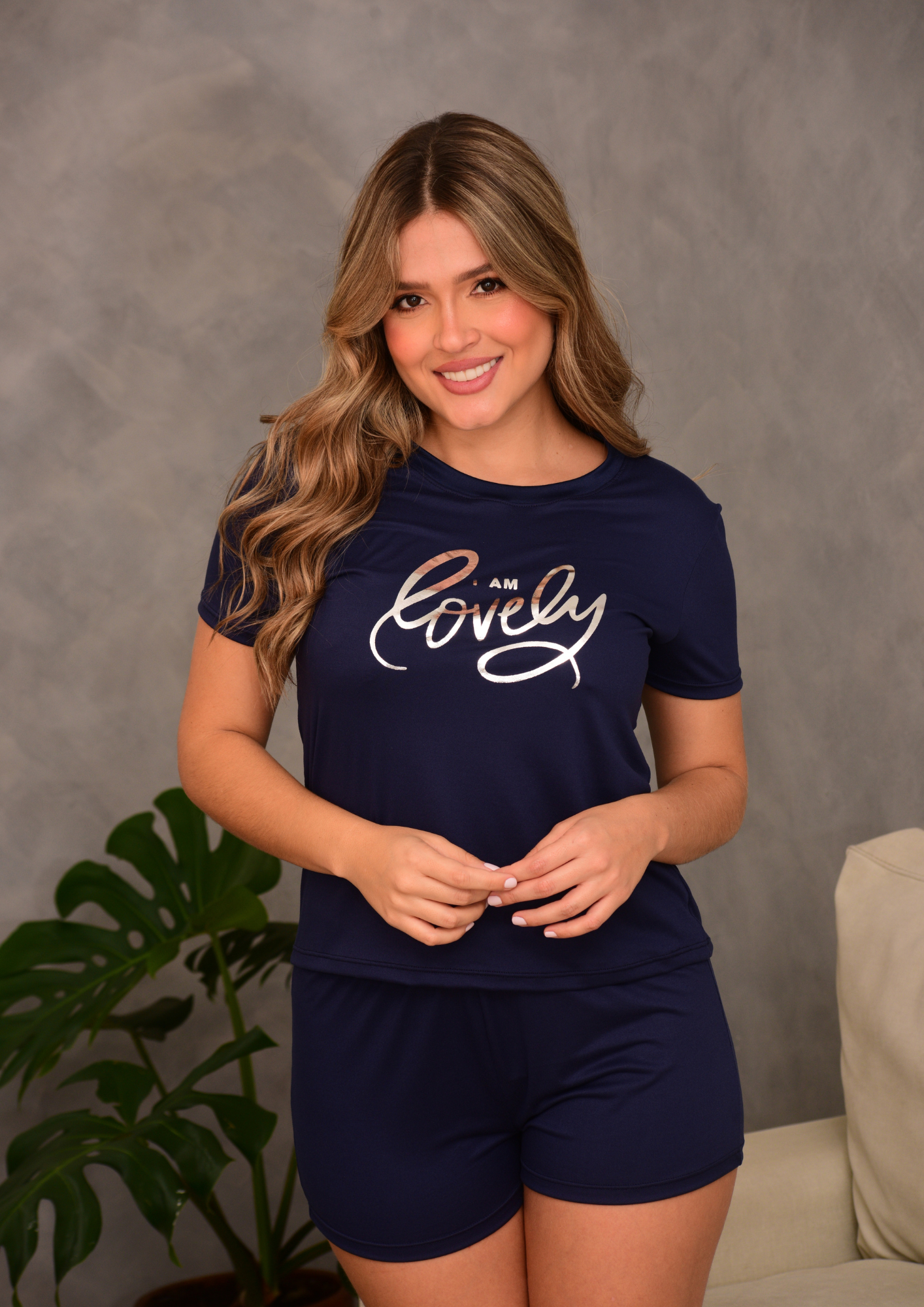 PIJAMA EN SHORT UNICOLOR, REF 2218