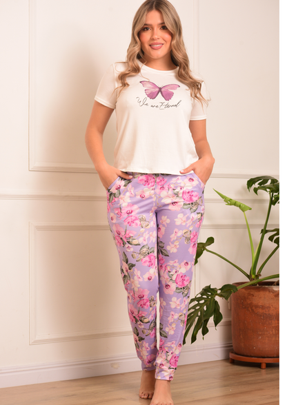 PIJAMA EN PANTALON BLUSA MARIPOSA, REF 2259