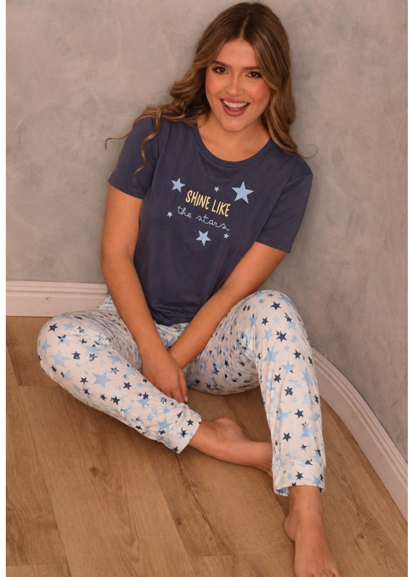 PIJAMA PANTALON BLUSA AZUL, REF 2312
