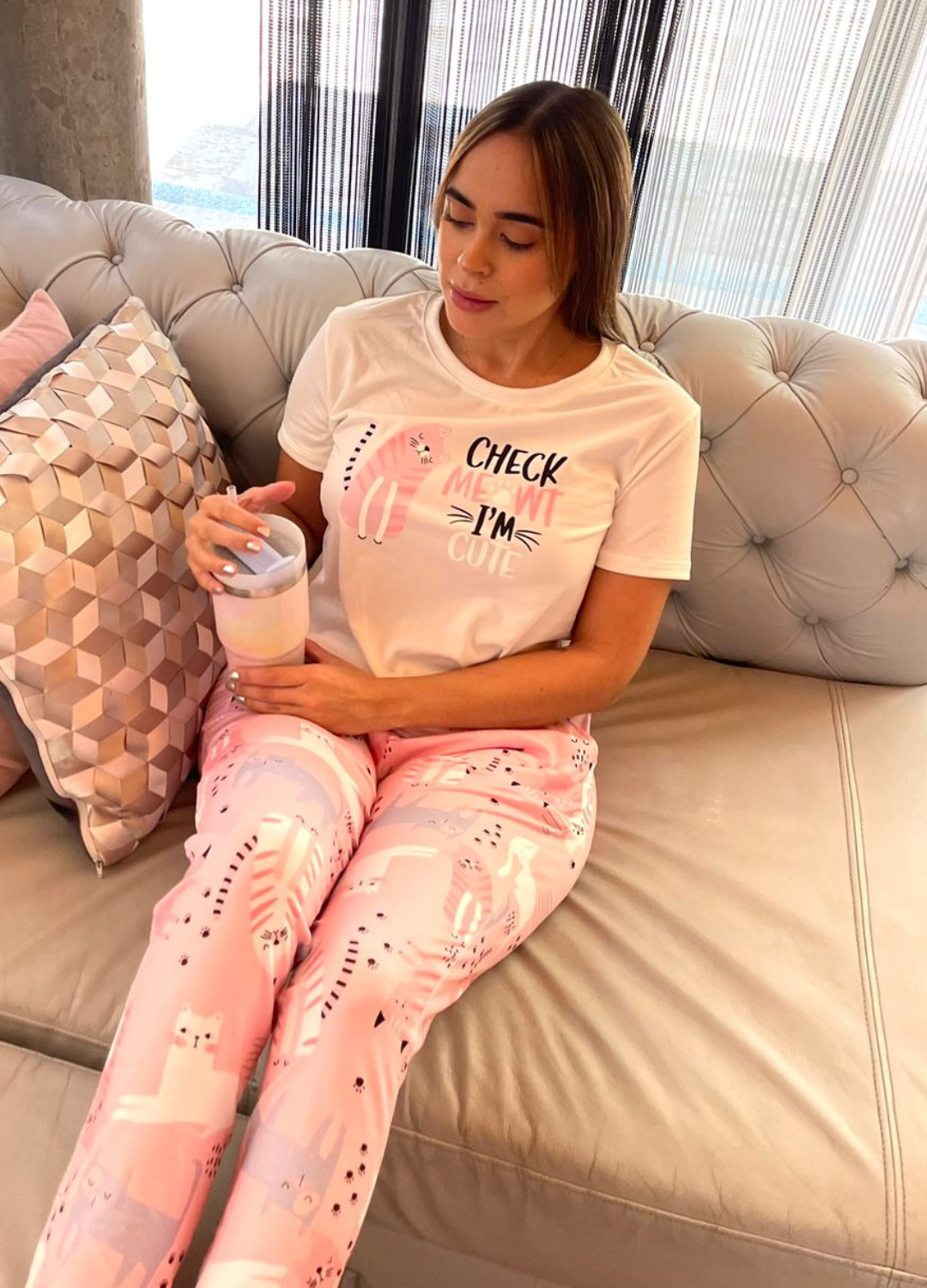 PIJAMA EN PANTALON GATOS, REF 2243