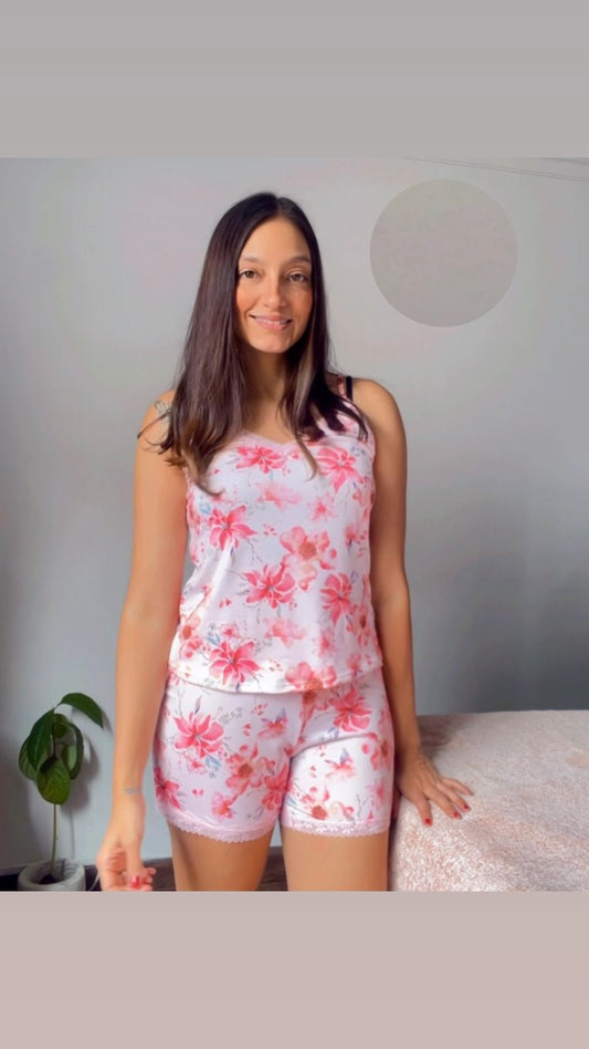 PIJAMA EN SHORT FLORES, REF 2292