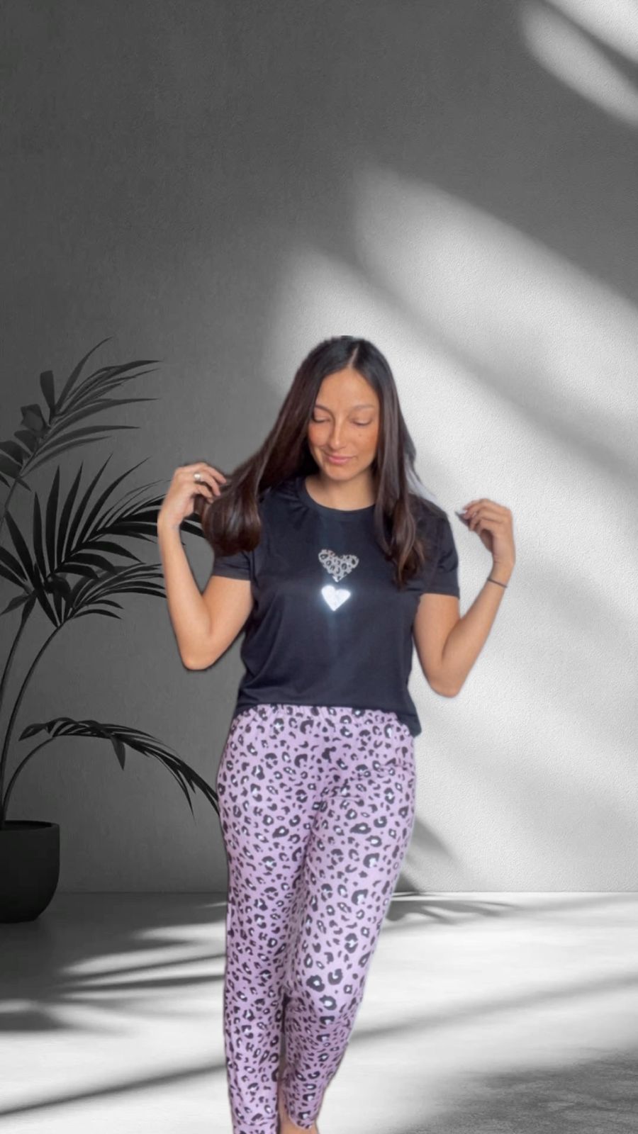 PIJAMA PANTALON CAMISETA NEGRA, REF 2300