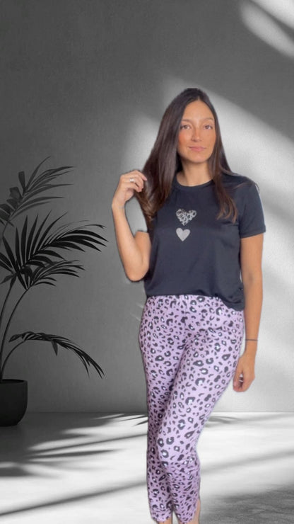 PIJAMA PANTALON CAMISETA NEGRA, REF 2300
