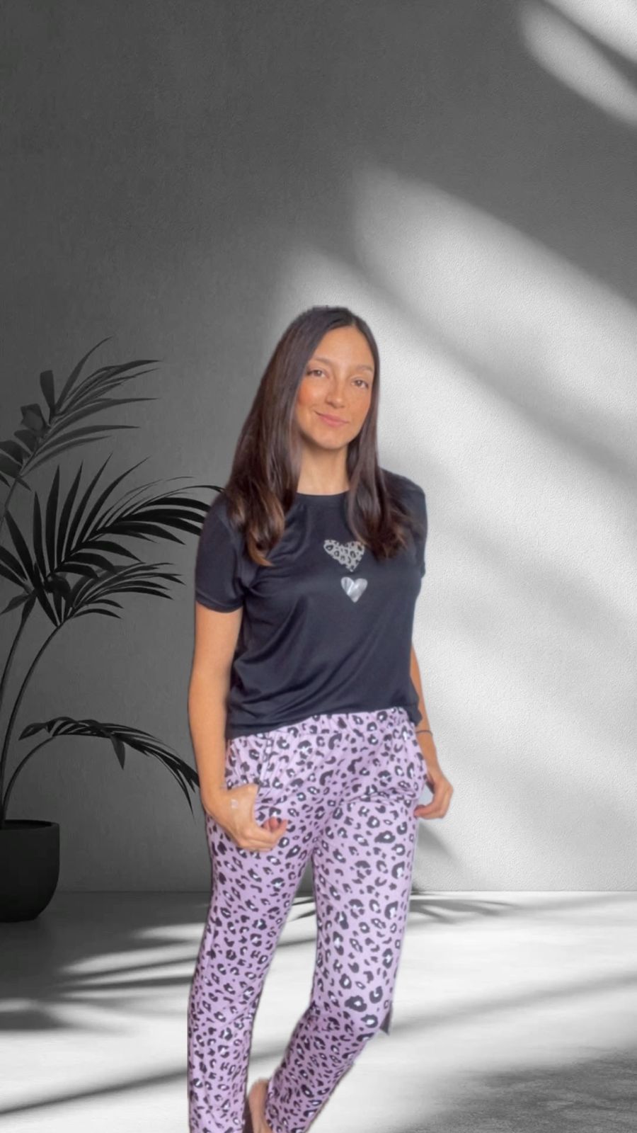 PIJAMA PANTALON CAMISETA NEGRA, REF 2300