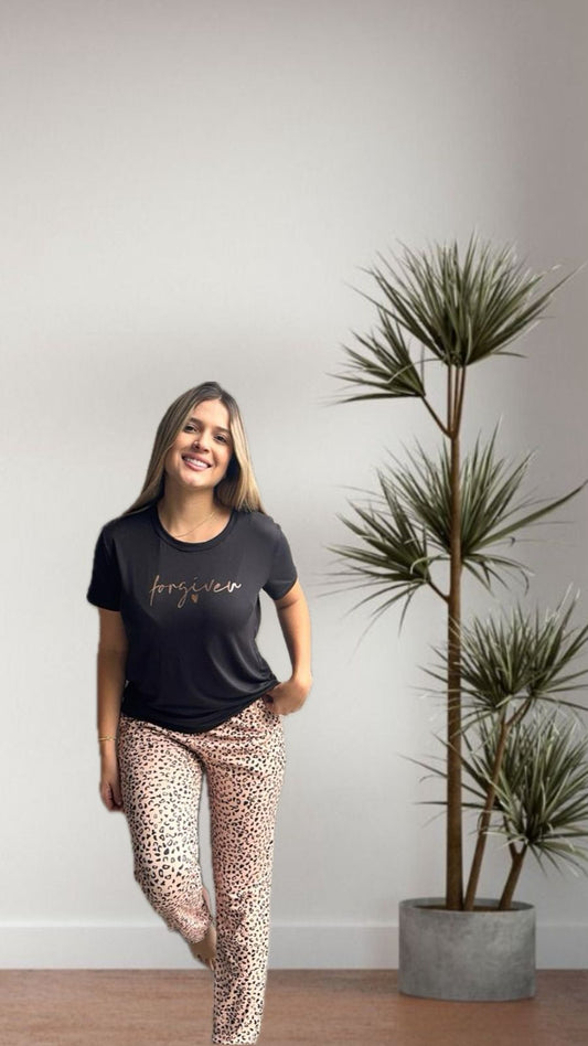 PIJAMA EN PANTALON CAMISETA NEGRA, REF 2273